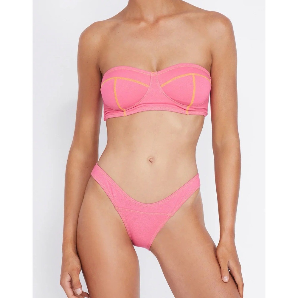 Its Now Cool The Bandeau Set Strapless‎ Bikini Top & Bottom Roze Size Small NWT